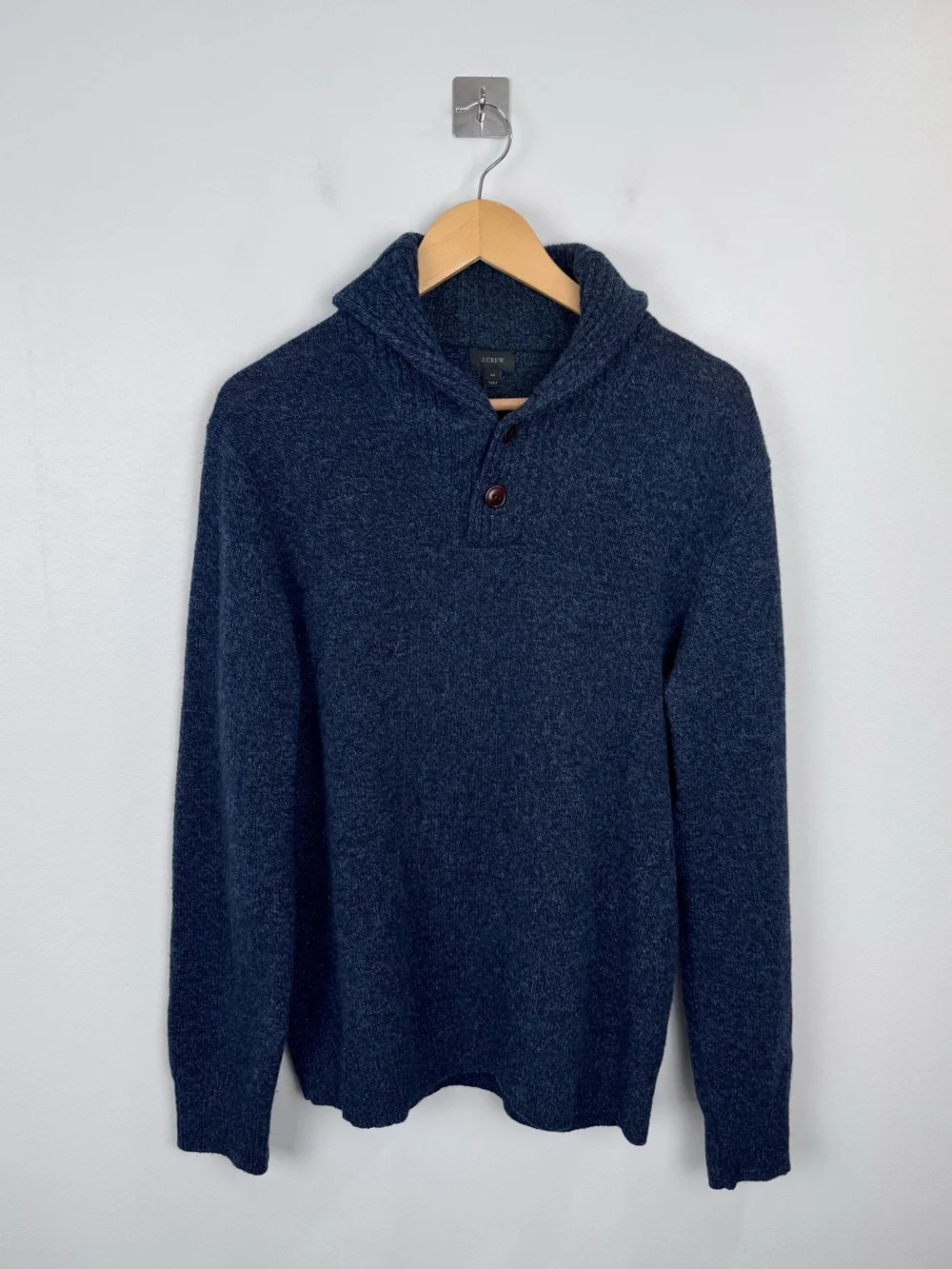 J.Crew Rugged Merino Wool Blend Shawl Collar Sweater Blue Men Size Medium